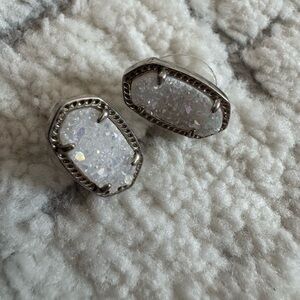 Kendra Scott Silver White Drusy Stone Stud Earrings